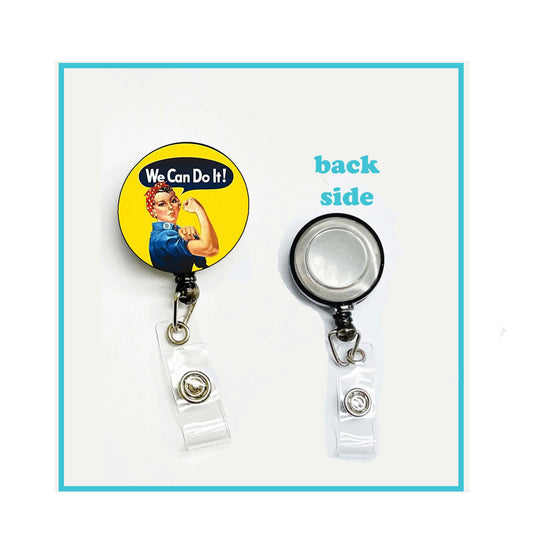 Rosie The Riveter We Can Do Badge Reels Cute Felt Retractable Badge Reels 1.45-inch Default Title