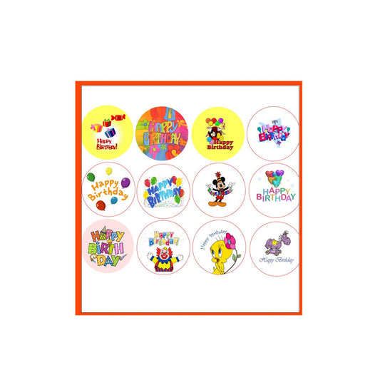 12 Pcs Happy Birthday Pinbacks for Jackets, Backpacks, etc.