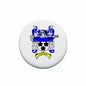 Round coat of arms pinback badge with blue crest and black lion, banner reads STONE