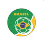 Brazil retractable badge reel with soccer ball and flag graphic, round face