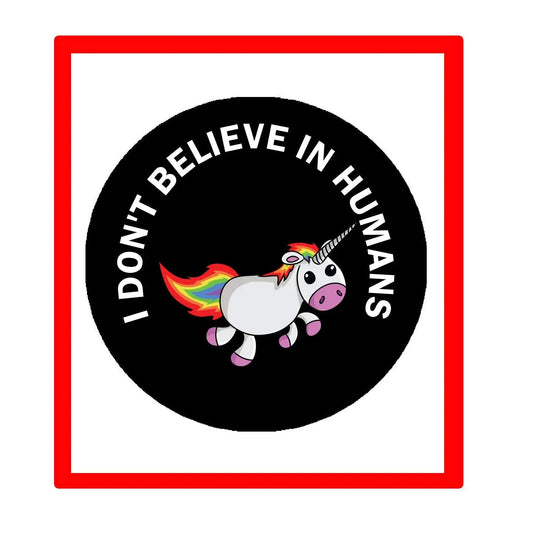 I Dont Believe in Humans Blk 1.25-inch Pinback Button backpacks Default Title
