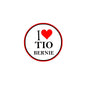 2.25-inch circular pinback button: red heart, 'I ♥ TIO' and 'BERNIE'