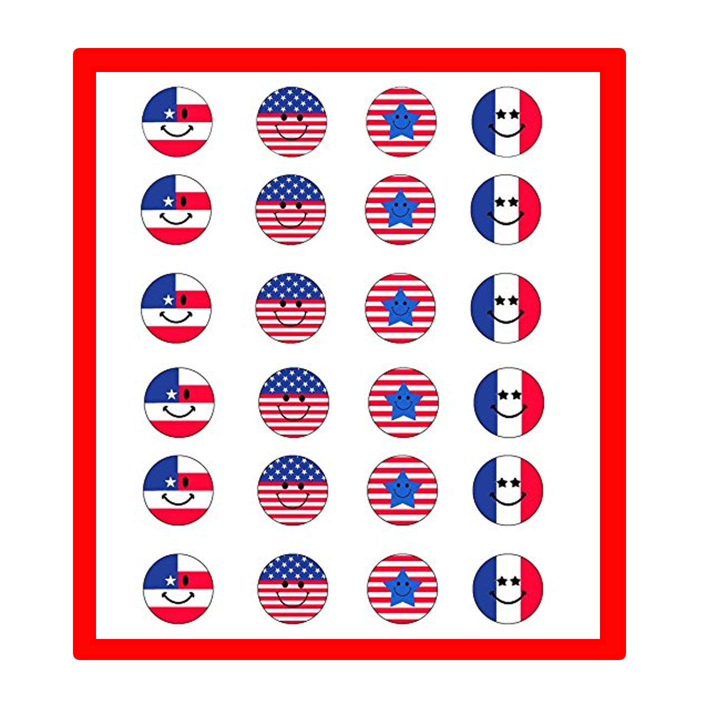 36 Pcs 4th of July Patriotic Smiles Flags Pinback Button Pin 1.25" ~ 3 Dz