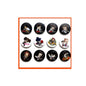 Set of 12 round pinback buttons with cartoon taekwondo character designs