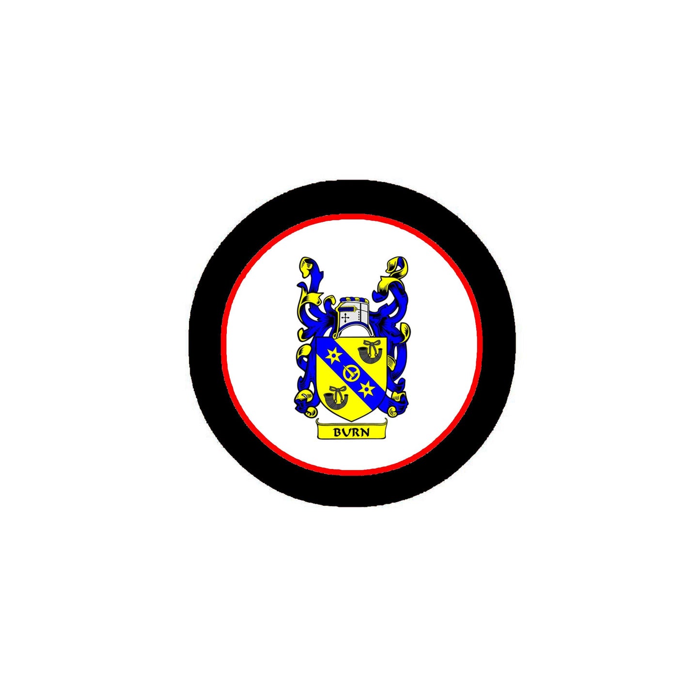 Burn Family Crest 3" Coat of Arms Fridge Round Magnet