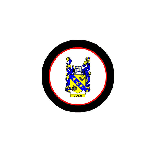Burn Family Crest 3" Coat of Arms Fridge Round Magnet