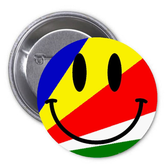 Seycheles Flag Smiley Face 1.25-inch Pinback Button Pin Nationality Pride Country Default Title