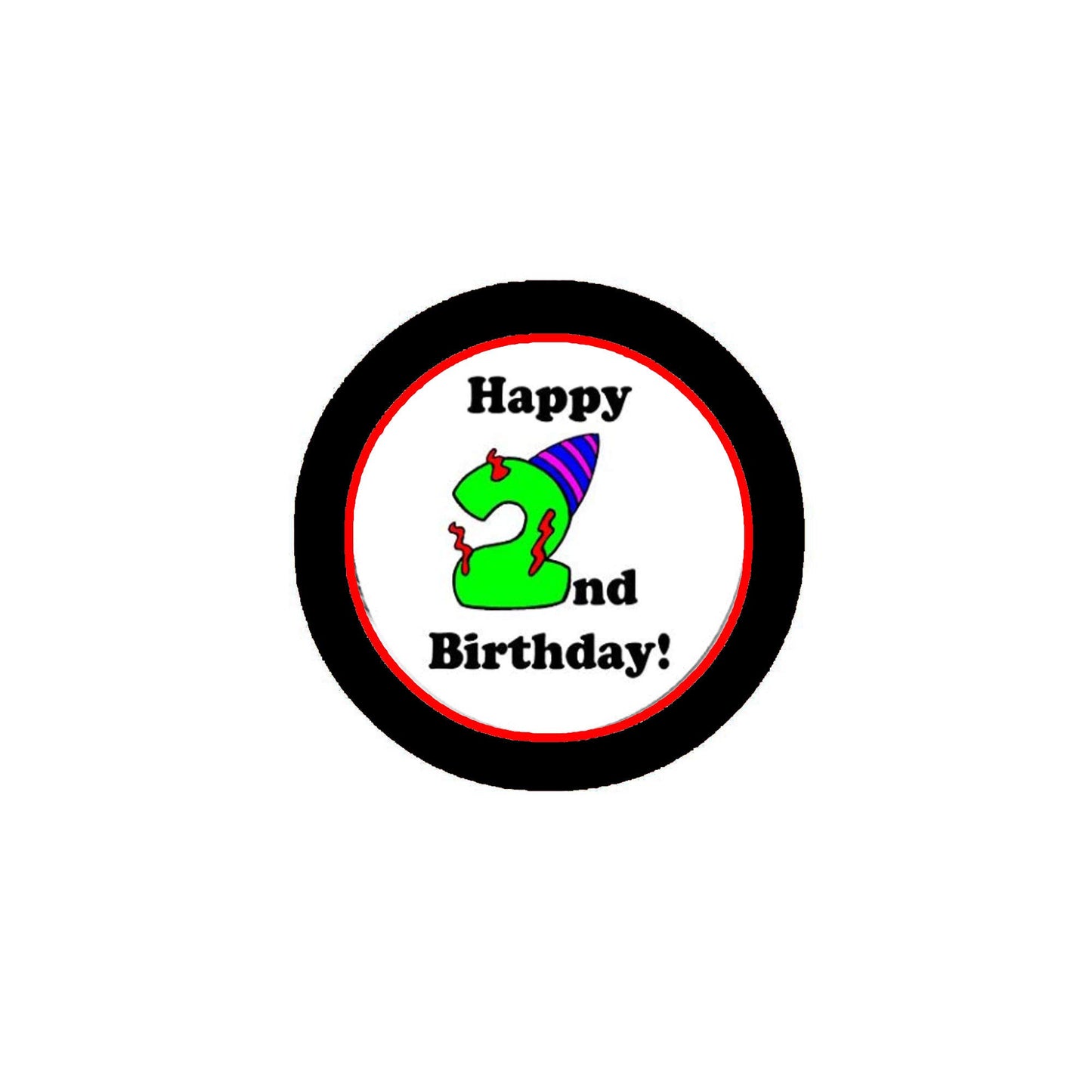 Happy 2nd Birthday Hashtag 2 Year 1.25-inch Pinback Button Pin Party Favor Default Title