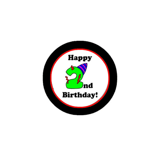 Happy 2nd Birthday Hashtag 2 Year 1.25-inch Pinback Button Pin Default Title