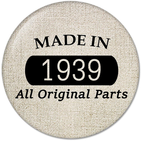 80th Birthday Gifts Made IN 1939 All Original Parts Pinback Button Badges (58mm), NEW