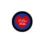 2.25-inch pinback button with red heart and cursive 'I Love Hallie' text