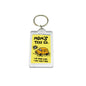 Lucite acrylic keychain with Mom's Taxi Co. logo and yellow taxi graphic
