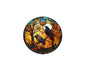 Felt badge reel with round raven and autumn tree design