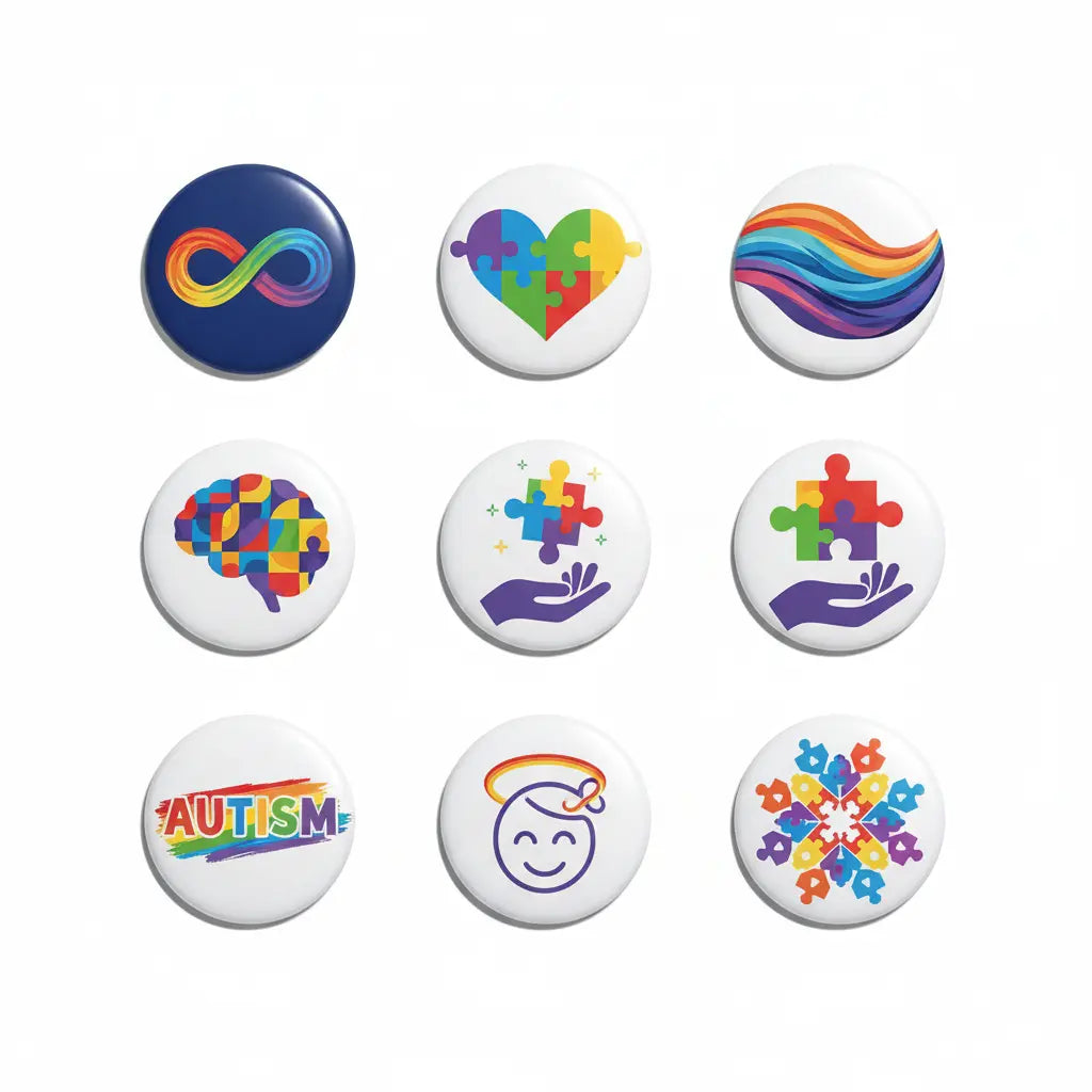 8 Pcs Autism Artistic Pinback 1.25-inch