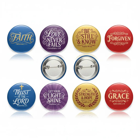 8 Pcs Bible Verses Quotes Pinback 1.25-inch - My Pinbacks