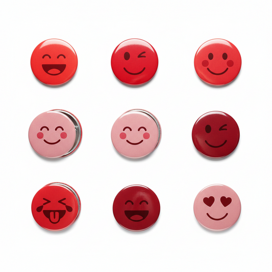 24 Pcs Emoticon Smile Pinback Red 1.25-inch Mypinbacks.com