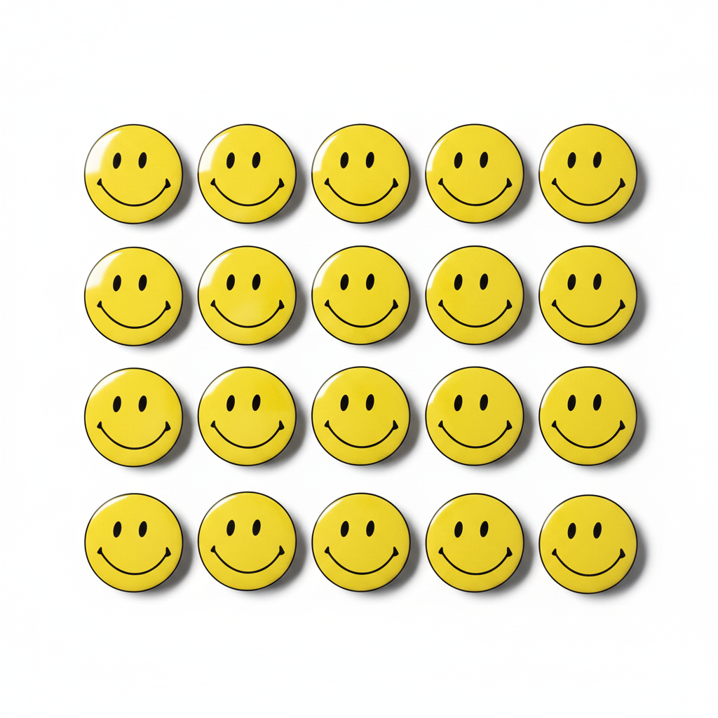 Happy Face Happiness Pinback 1.25-inch 6 pcs