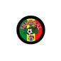 Senegal 2018 football pinback button, round black edge with red-green badge and soccer ball
