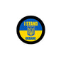 2.25-inch circular pinback button with blue-yellow flag and “I STAND UKRAINE”