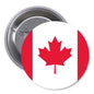 Canada flag pinback button, 1.25-inch round with red maple leaf