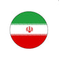 Iran flag felt badge reel, circular with green-white-red stripes and red emblem