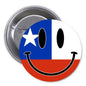 Chile flag smiley face 1.25-inch pinback button with pin clasp