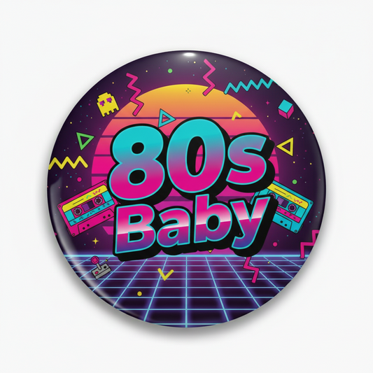80s Baby Retro Button Pinback 2.25-inch