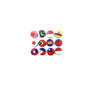 Set of 12 round flag pinback buttons with assorted country designs