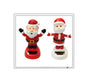 Set of 2 solar dancing Santa dolls in red and white outfits with solar bases
