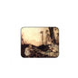 Rectangular mouse pad with rounded corners, vintage illustration print in brown and cream