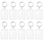Clear acrylic rectangle photo keyrings, blank inserts with metal split rings (10-pack)