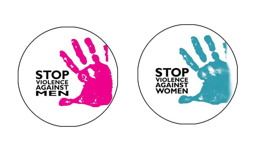 2 Pcs Stop Violence Against Women Pinback Button Brooch 1.25"