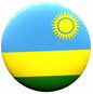 Rwanda flag enamel pin, round badge with blue, yellow sun and green band