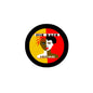Round pinback badge brooch with black border and “One Race Human” graphic