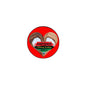 Juneteenth heart pinback button with 'JUNETEENTH' and 'JUNE 19' text, red border
