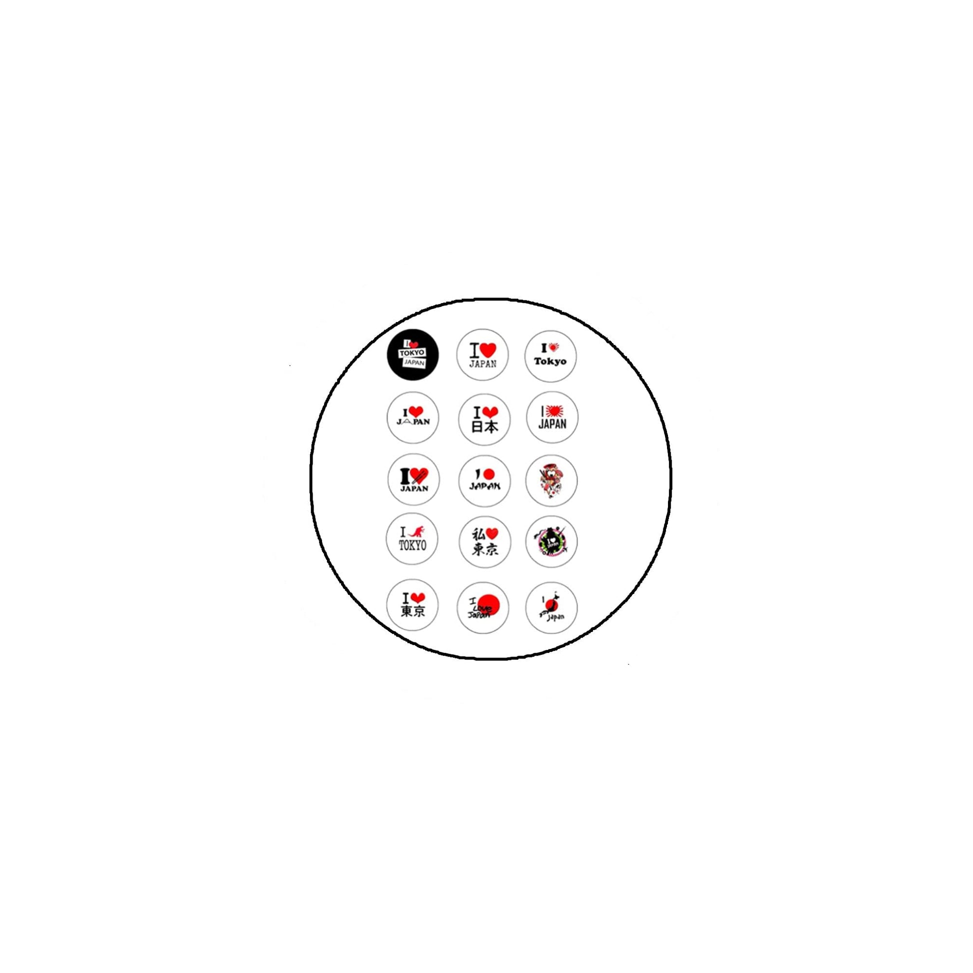 Set of 15 Love Japan tokio 1.25-inch Pinback Badge Default Title