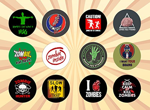 Zombies Humor B Set of 12 - 1 Inch Pinback Buttons