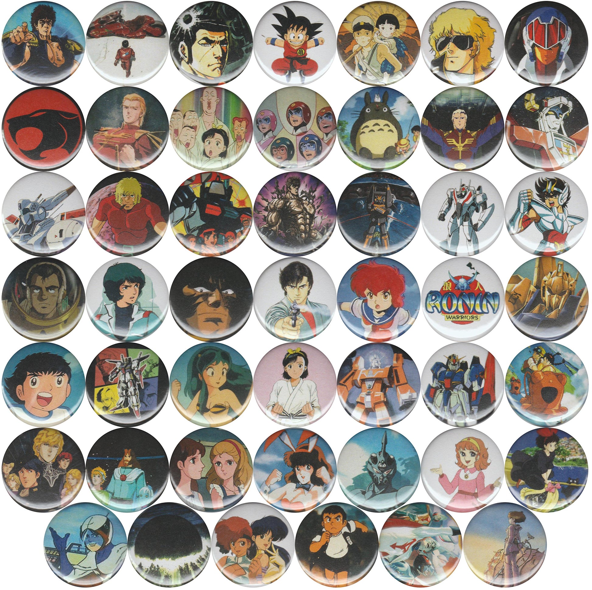 Huge Wholesale Lot of 48 1980s Anime 1 Pins Buttons Badges Default Title