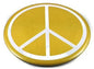 Yellow peace-sign jumbo badge button, 3.75 in, white peace symbol