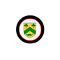 3-inch circular coat of arms magnet, green shield with clovers, black outer ring