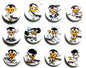 Set of 12 cartoon taekwondo pinback buttons, round enamel pins with action characters