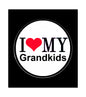 Round pin-back badge with "I ♥ MY Grandkids" text and red heart, silver border