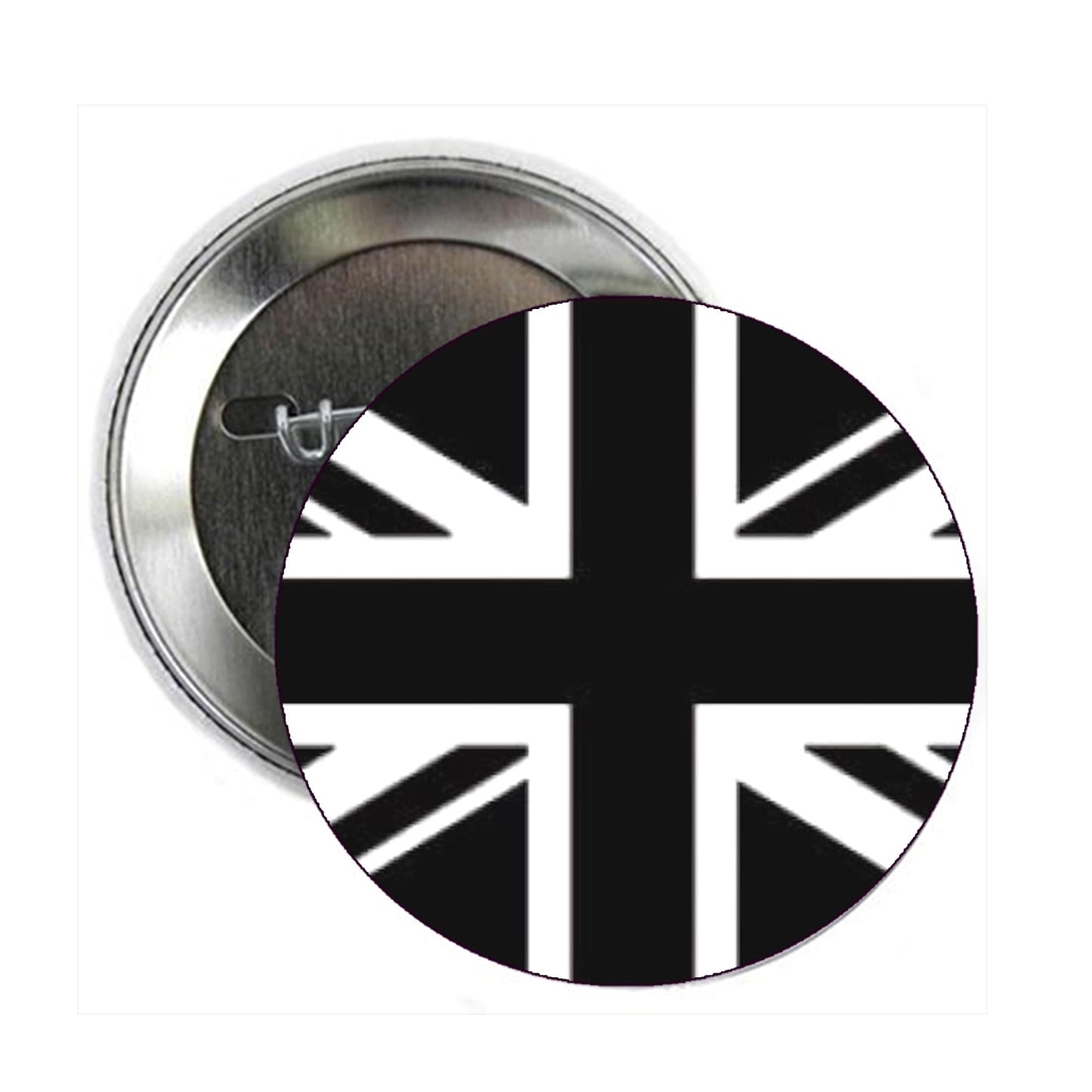 Black Union Jack Badge Pinback 2.25" for Jackets, Backpacks, etc.