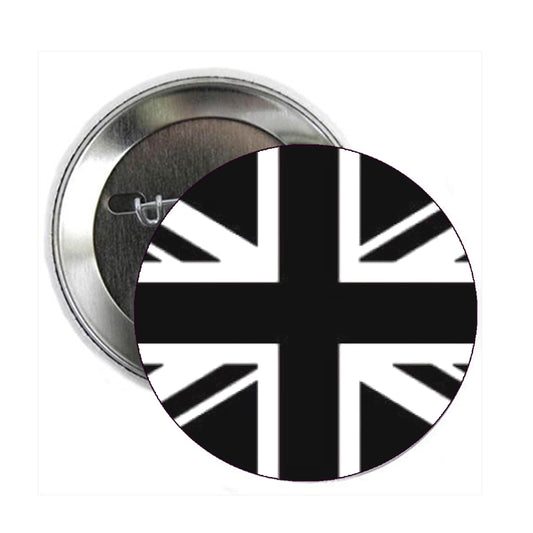 Black Union Jack Badge Pinback 2.25" for Jackets, Backpacks, etc.