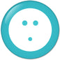 Turquoise face emoticon pinback button with minimalist dot smile
