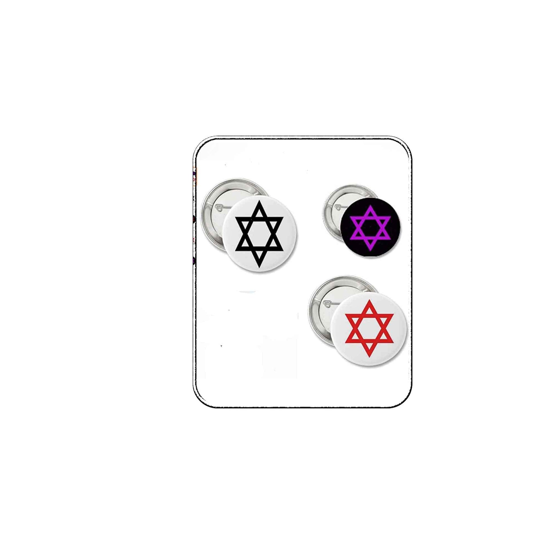 Jews Star Logo Star Of David Icon Gothic Style 1 inch & 1 1 2 inch Size Button Pin 8 Collection Set Default Title