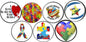 Autism awareness pinback buttons with colorful puzzle heart star and ribbon designs