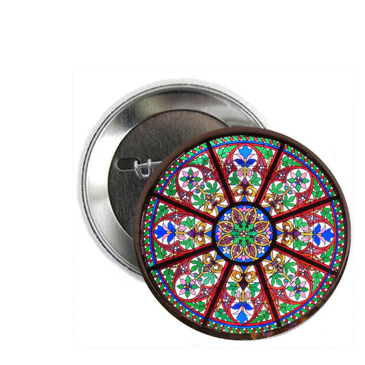 Window Church Pinback Button Pin Wedding Art Glass Vitral