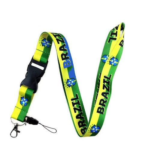 Brazil Brasil Brazillian Beautiful Themed Lanyard - Hook & Phone String Sports Football Soccer Default Title