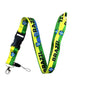 Brazil-themed yellow-green lanyard with blue star print and black clasp